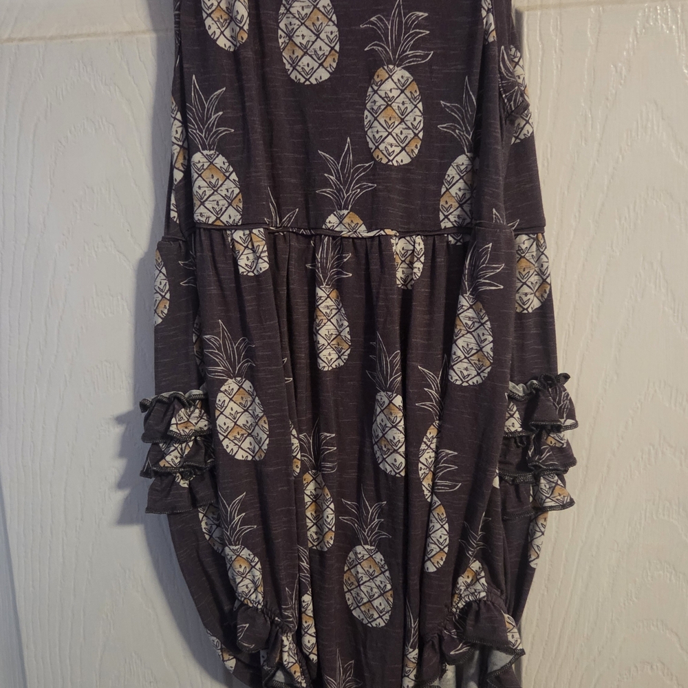 Little Sleepies Pineapple Print Bodysuit - Dark Gray and Yellow